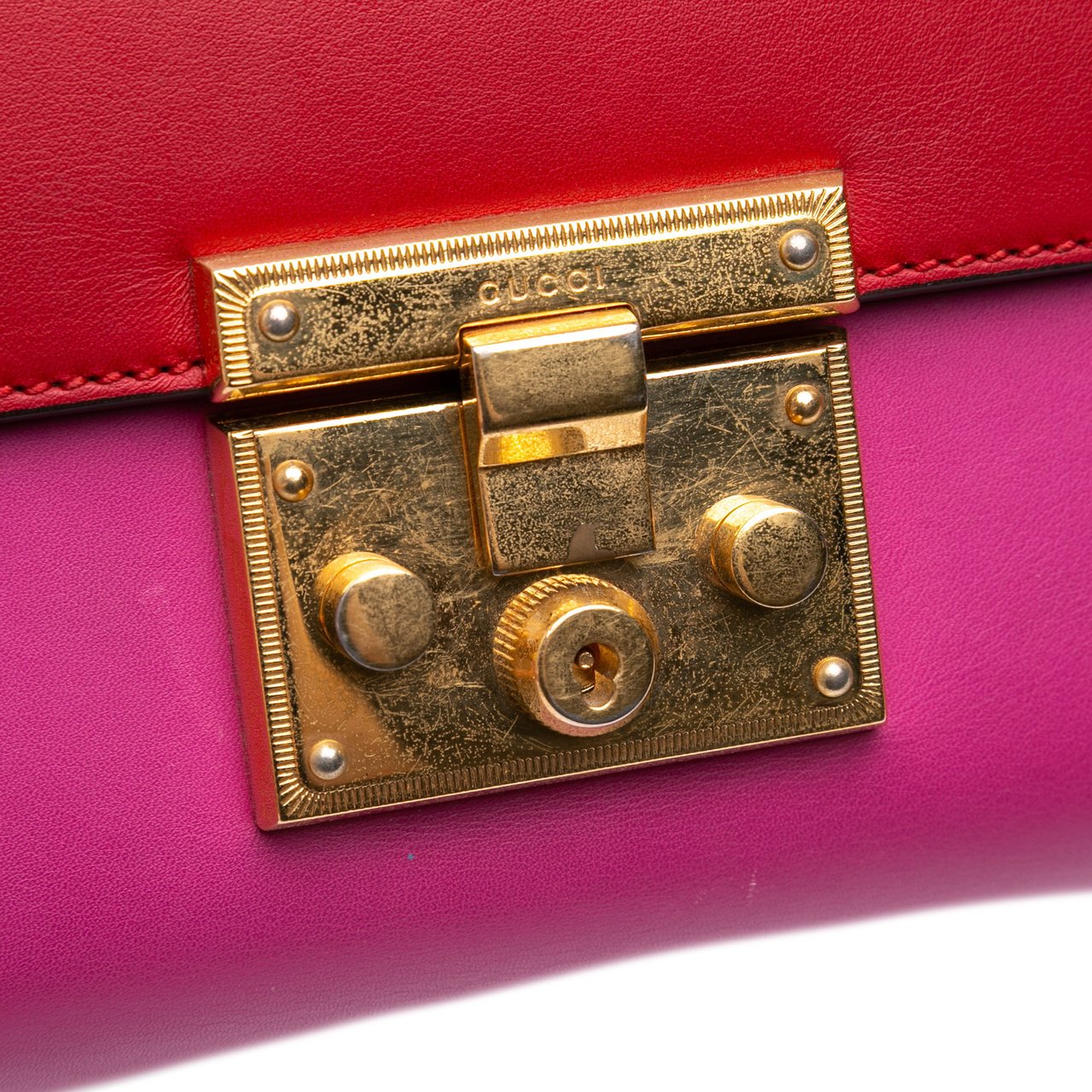 Gucci Medium Bicolor Leather Padlock Shoulder Bag Roze
