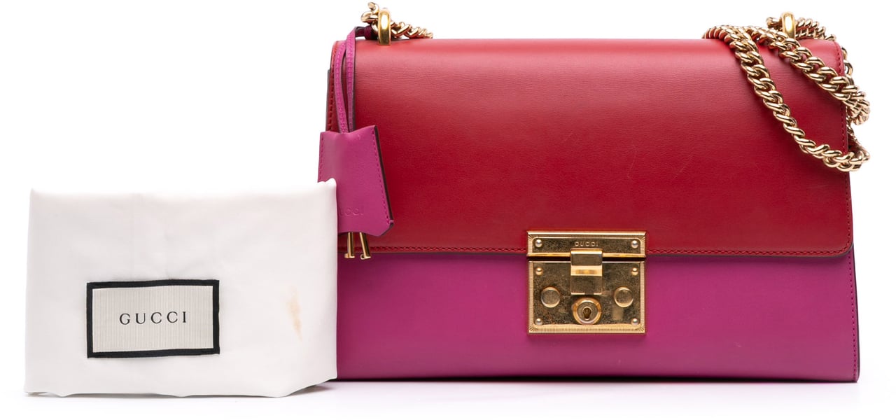 Gucci Medium Bicolor Leather Padlock Shoulder Bag Roze