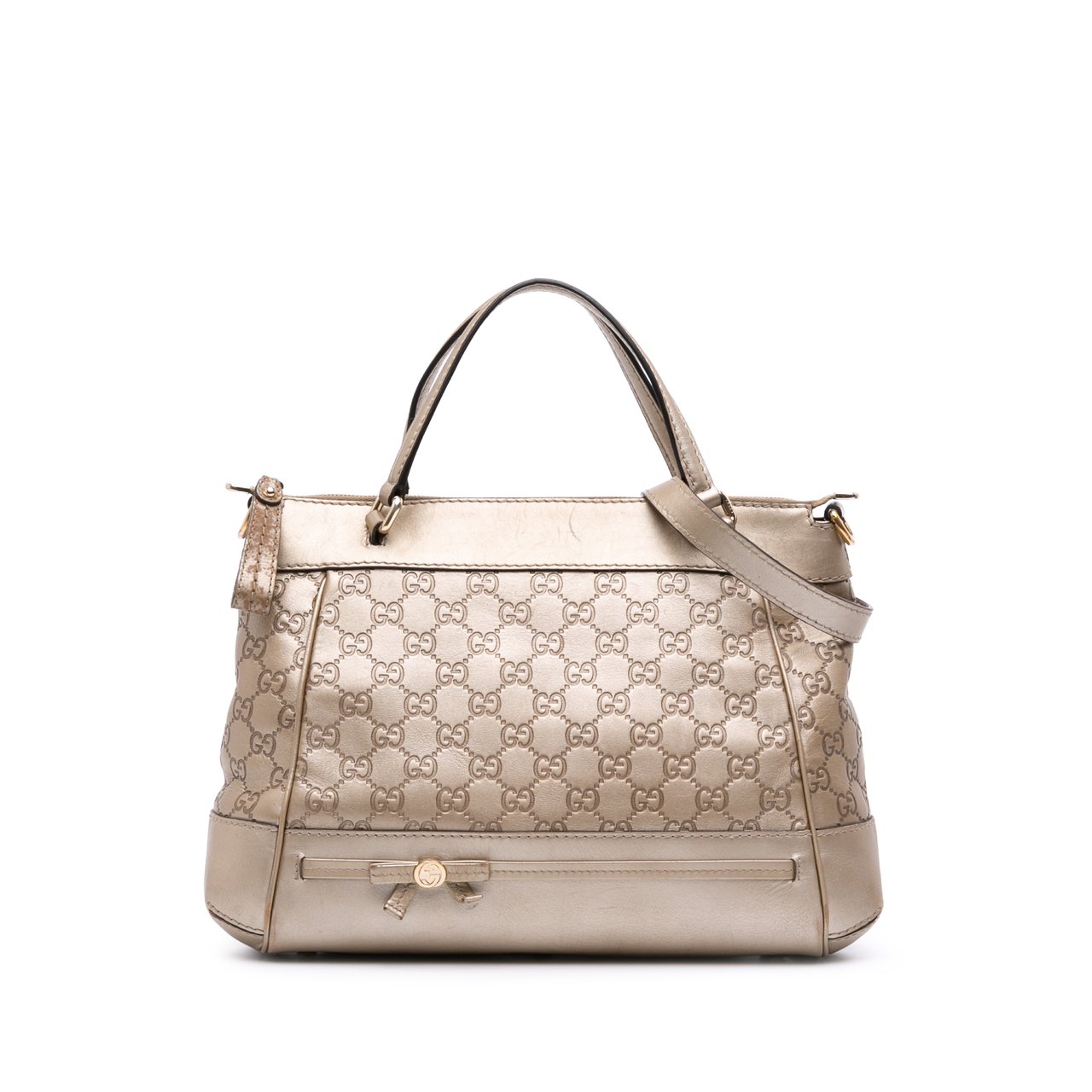 Gucci Metallic Guccissima Mayfair Satchel Goud
