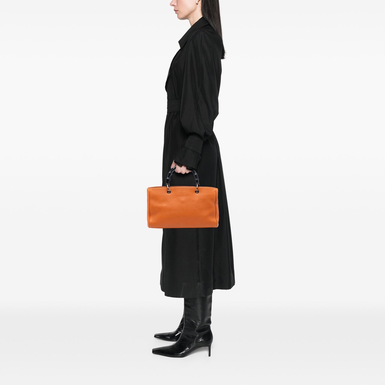 Gucci Medium Calfskin Bamboo Shopper Satchel Oranje