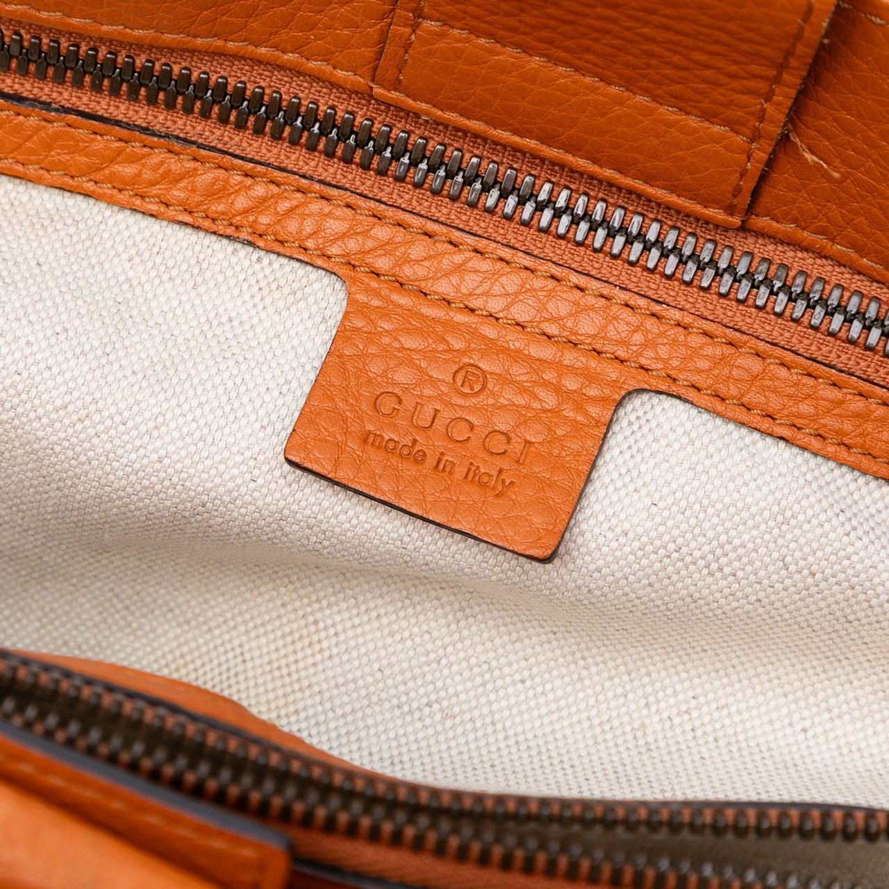 Gucci Medium Calfskin Bamboo Shopper Satchel Oranje