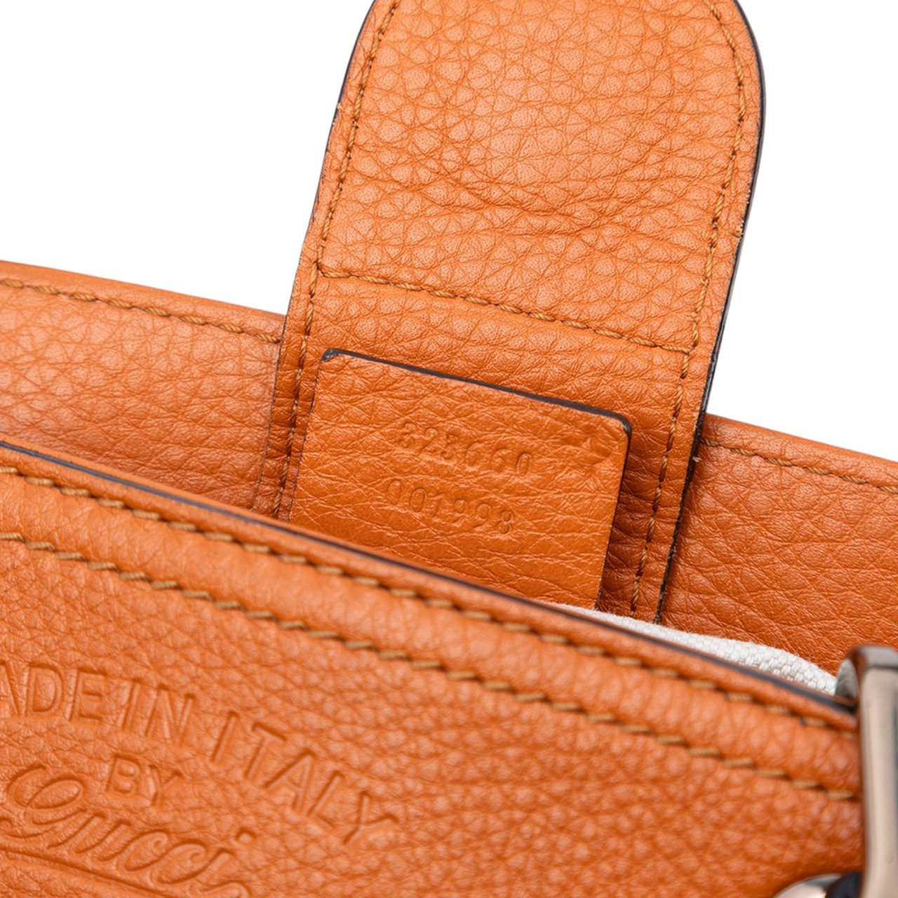 Gucci Medium Calfskin Bamboo Shopper Satchel Oranje