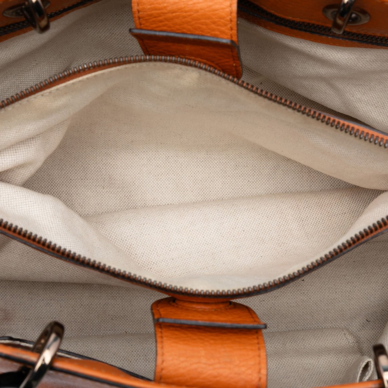Gucci Medium Calfskin Bamboo Shopper Satchel Oranje
