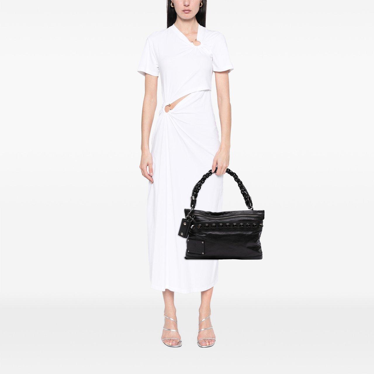 Gucci Studded Calfskin Shoulder Bag Zwart