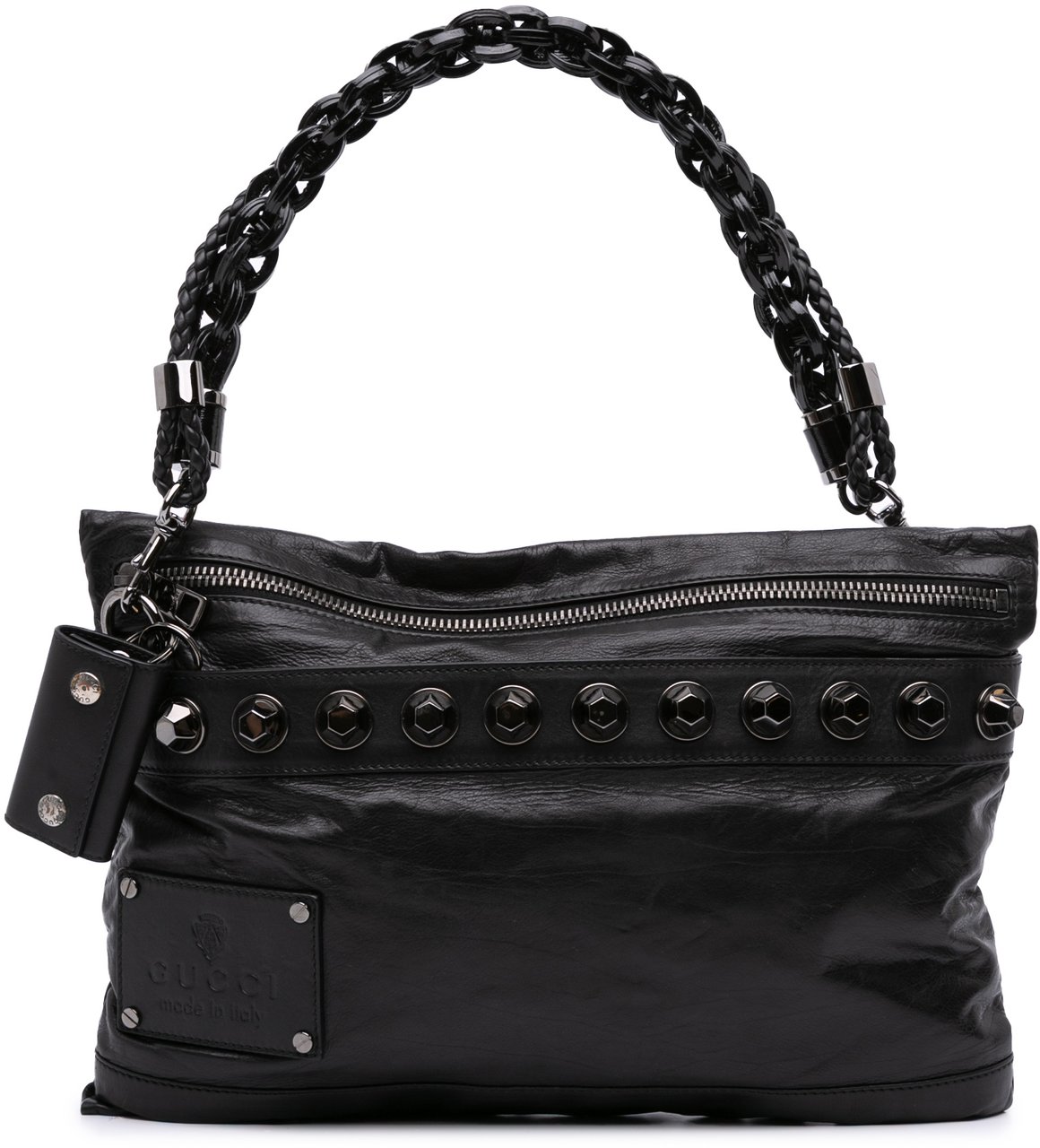 Gucci Studded Calfskin Shoulder Bag Zwart
