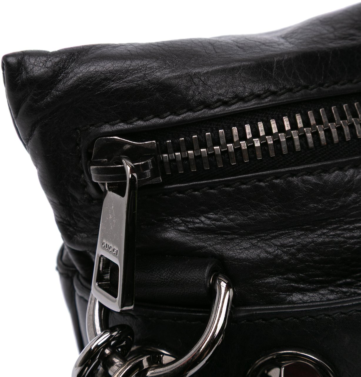 Gucci Studded Calfskin Shoulder Bag Zwart