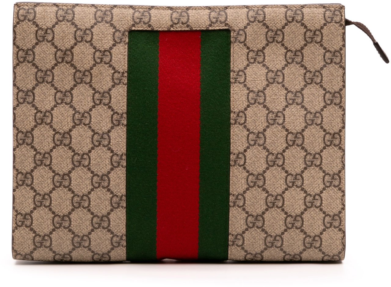 Gucci GG Supreme Web Clutch Bruin