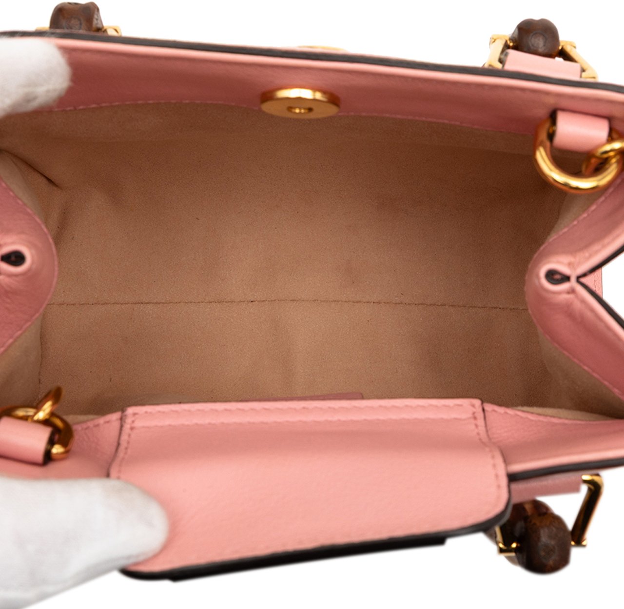 Gucci Mini Calfskin Bamboo Diana Satchel Roze
