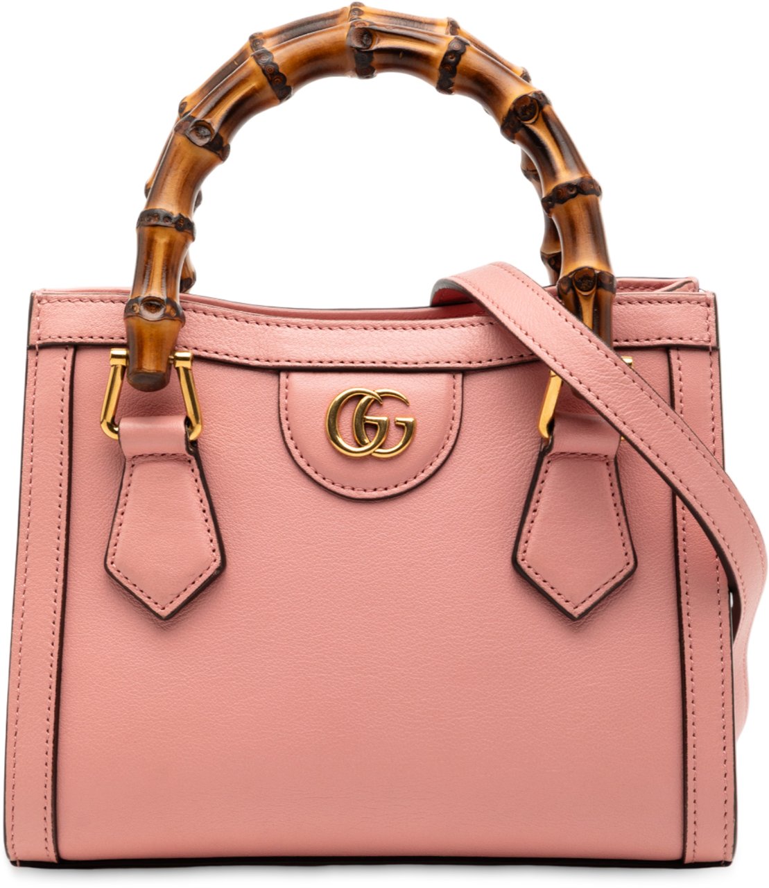 Gucci Mini Calfskin Bamboo Diana Satchel Roze