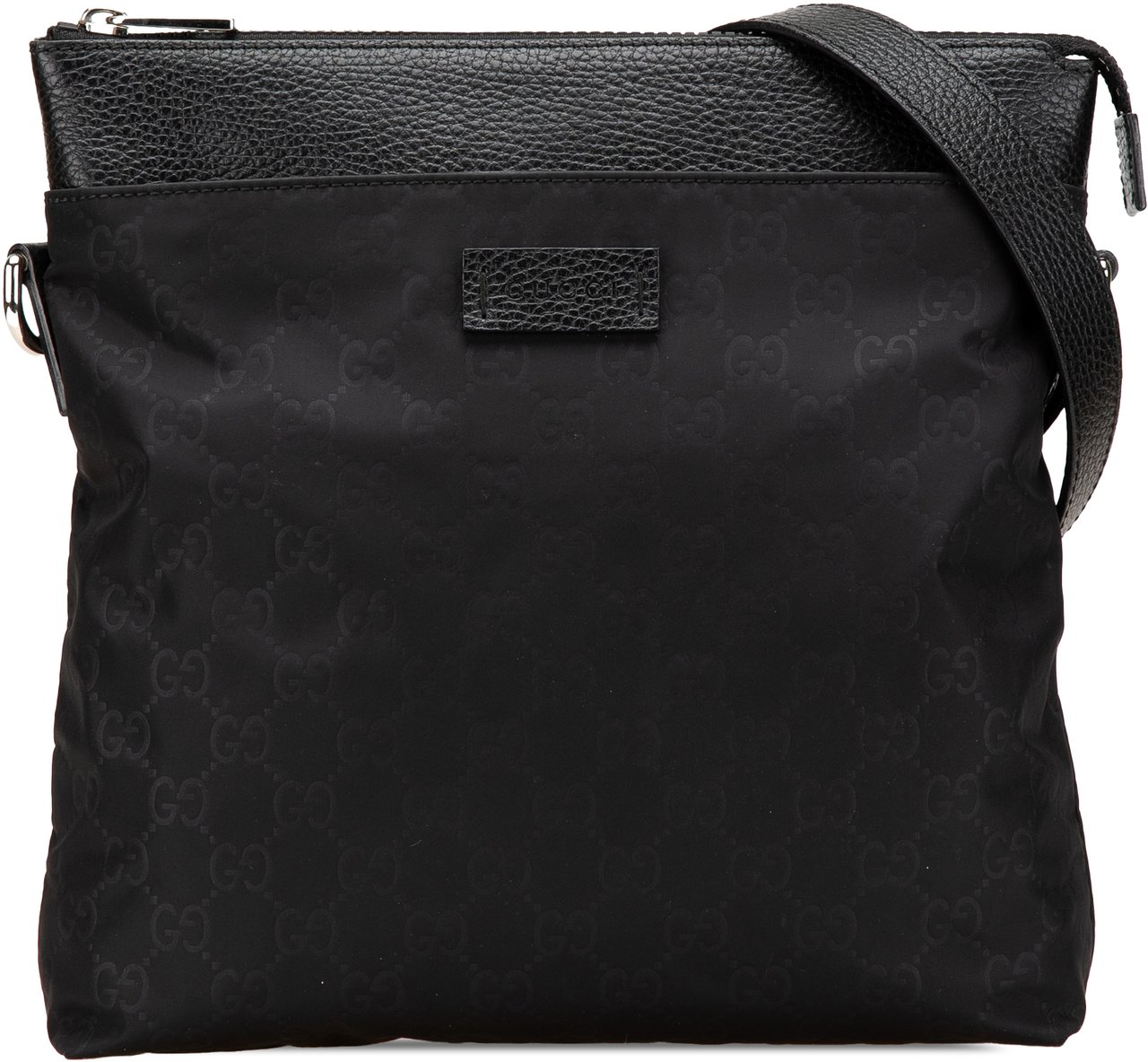 Gucci GG Nylon Flat Messenger Bag Zwart