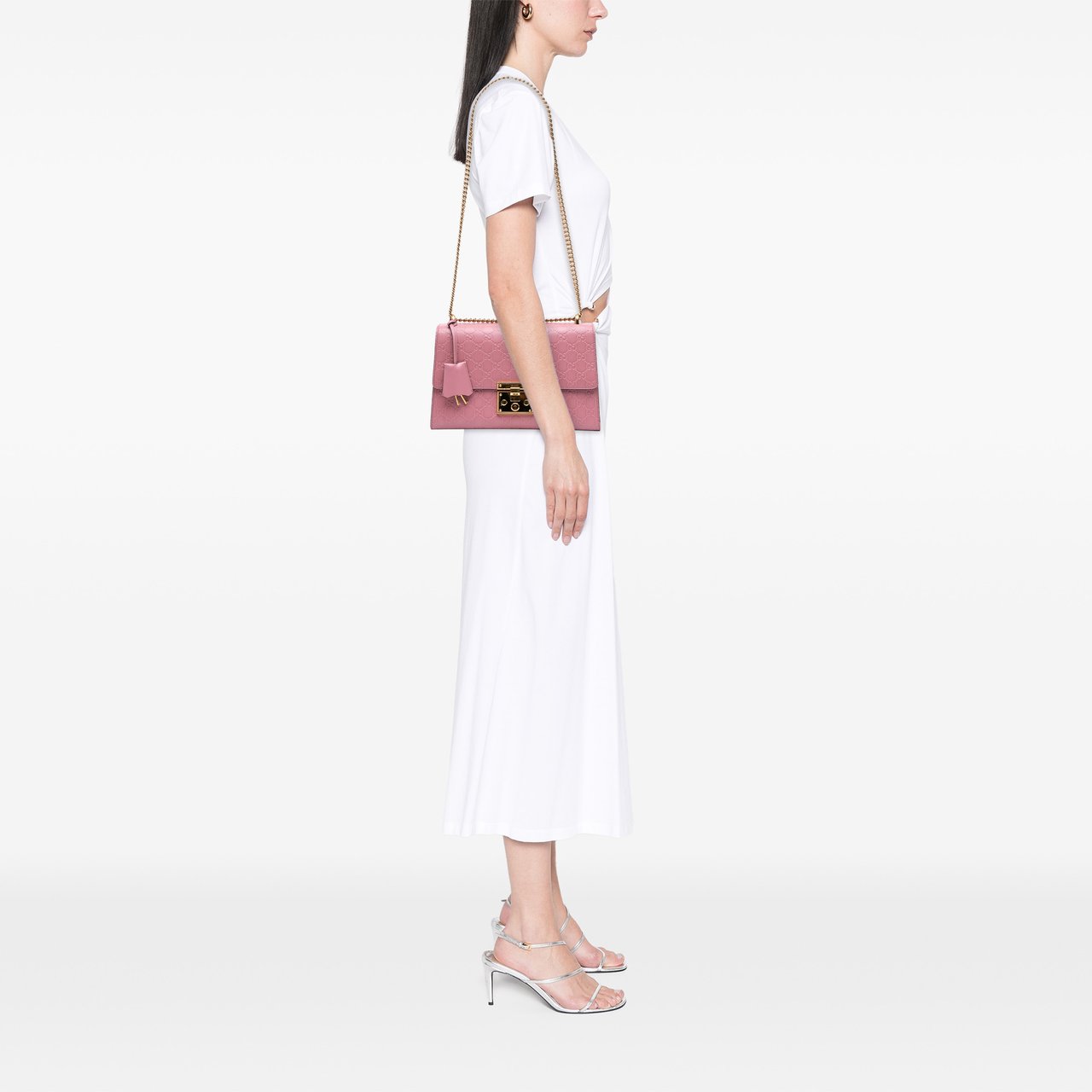 Gucci Medium Guccissima Padlock Shoulder Bag Roze