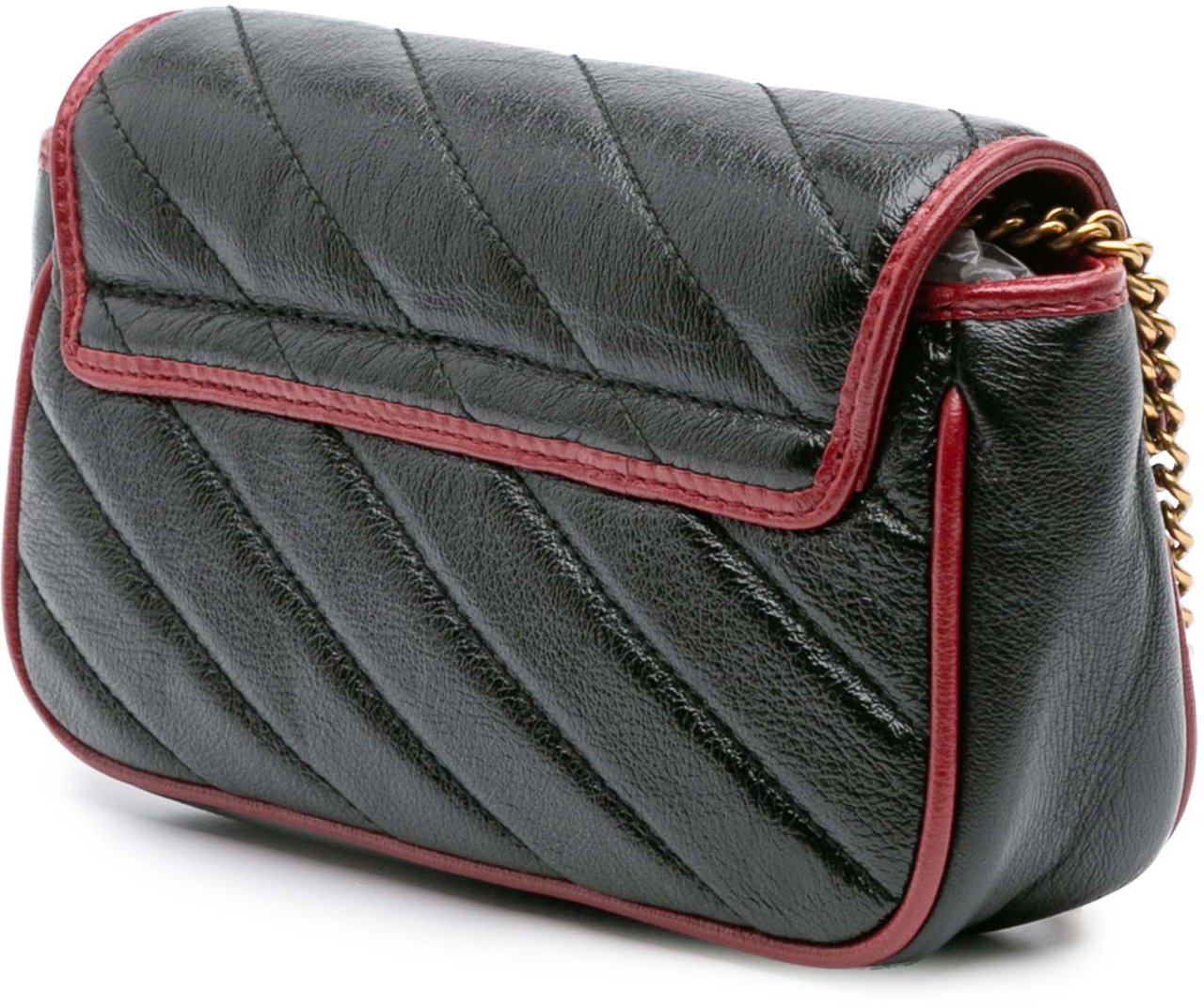 Gucci Super Mini GG Marmont Matelasse Leather Torchon Flap Crossbody Zwart