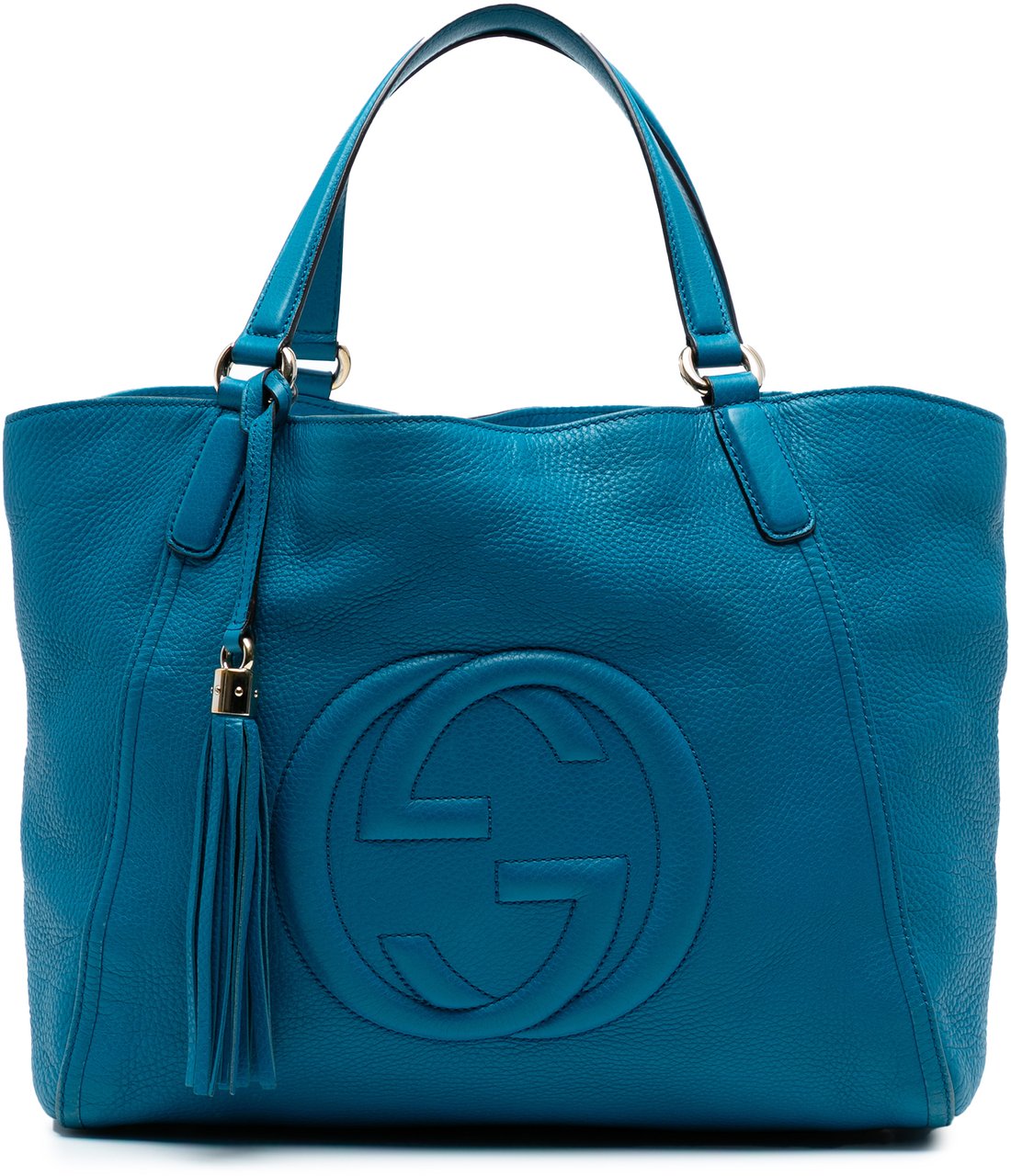 Gucci Medium Leather Soho Cellarius Tote Blauw
