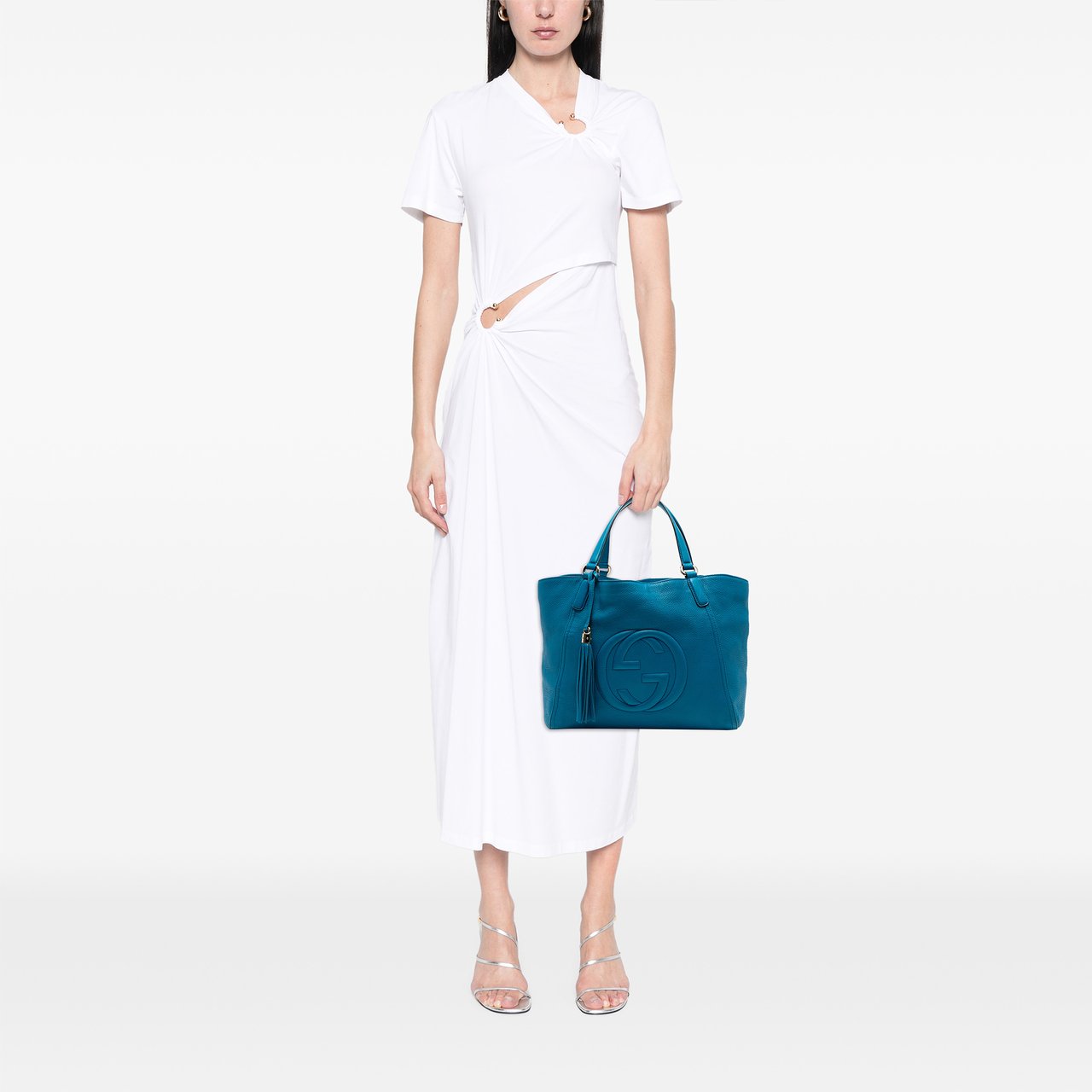 Gucci Medium Leather Soho Cellarius Tote Blauw