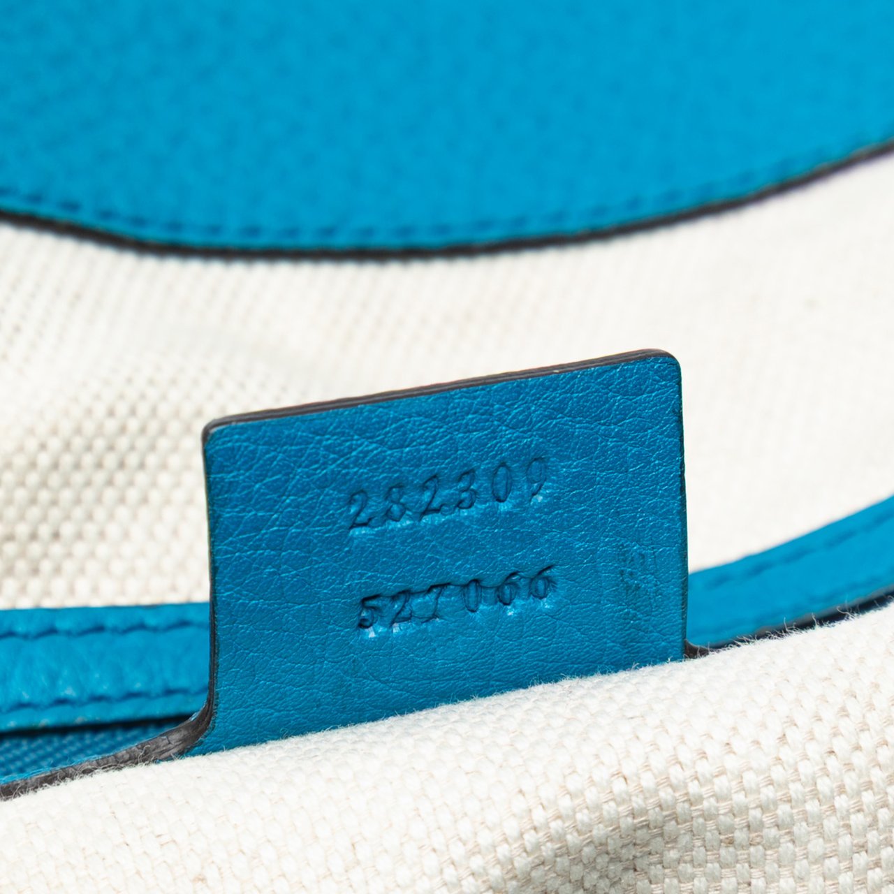 Gucci Medium Leather Soho Cellarius Tote Blauw