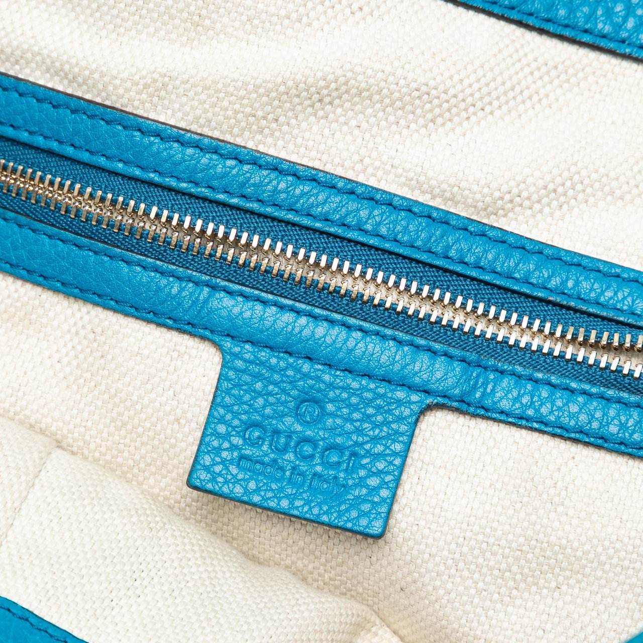 Gucci Medium Leather Soho Cellarius Tote Blauw