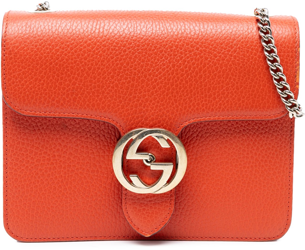 Gucci Small Dollar Calfskin Interlocking G Crossbody Oranje