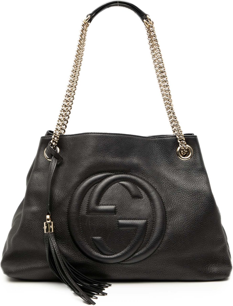 Gucci Medium Leather Soho Chain Tote Zwart