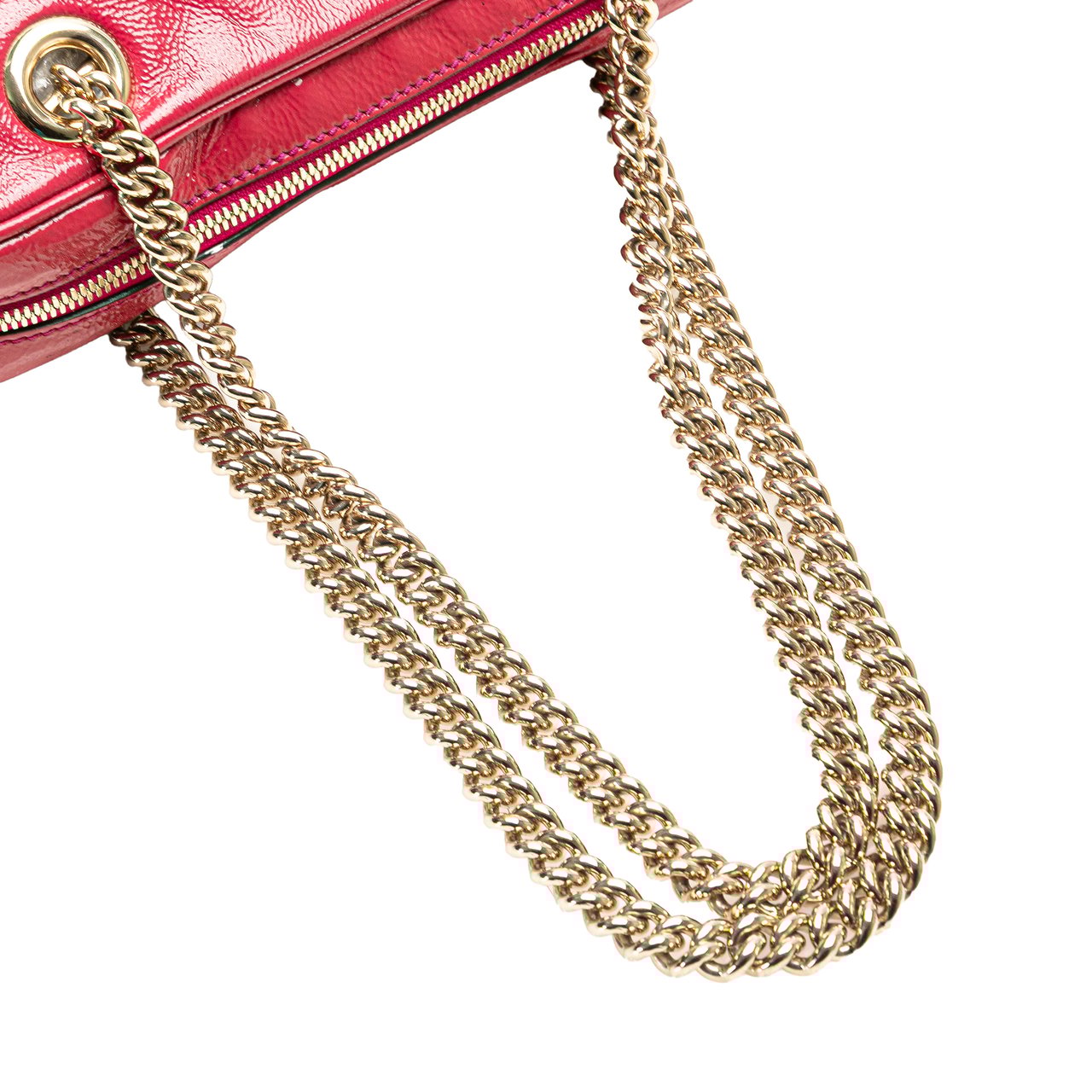 Gucci Patent Soho Chain Zip Shoulder Bag Roze