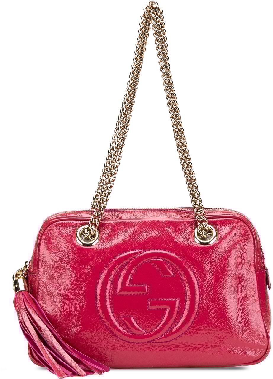 Gucci Patent Soho Chain Zip Shoulder Bag Roze