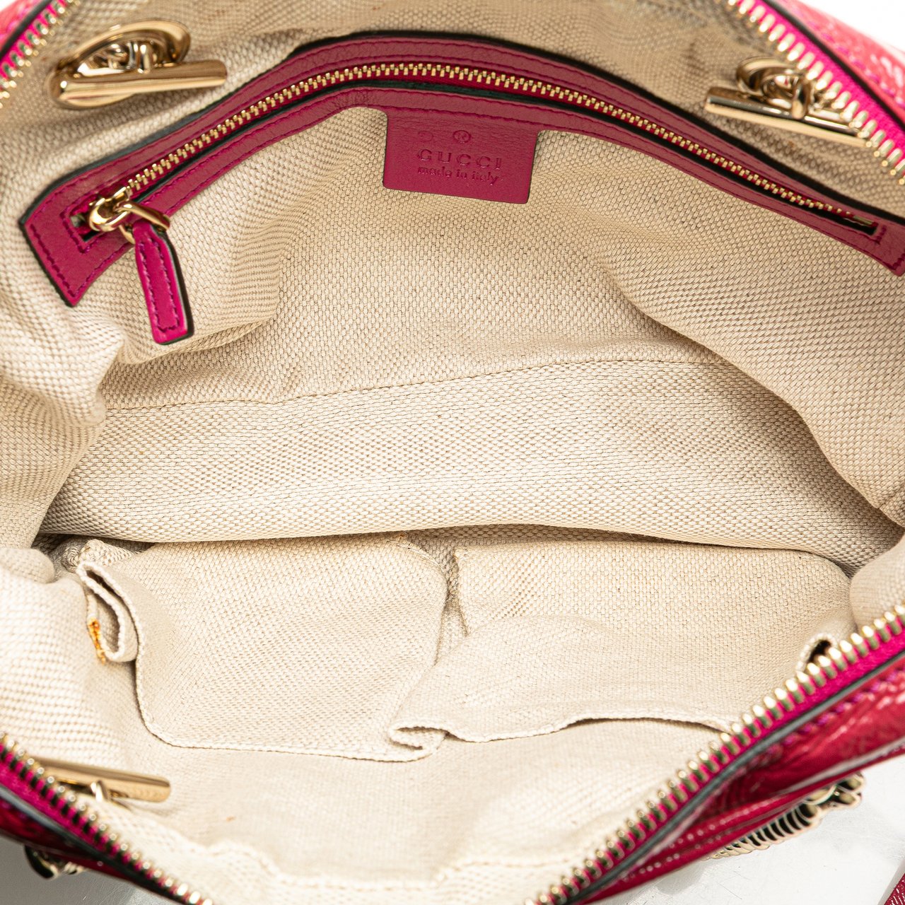 Gucci Patent Soho Chain Zip Shoulder Bag Roze