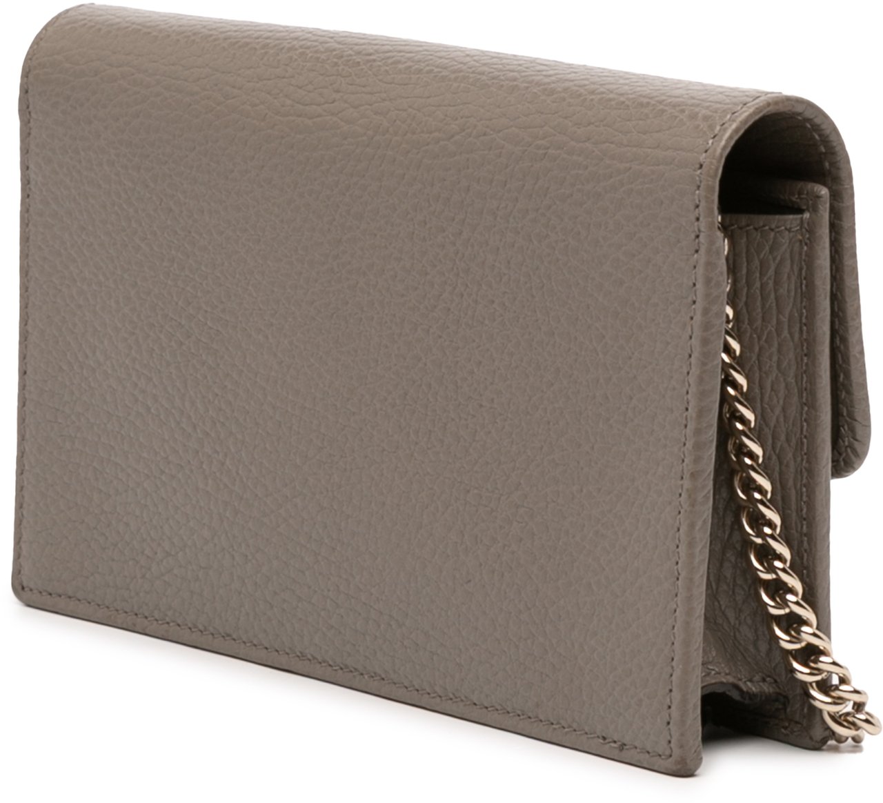 Gucci Interlocking G Dollar Calfskin Wallet on Chain Grijs