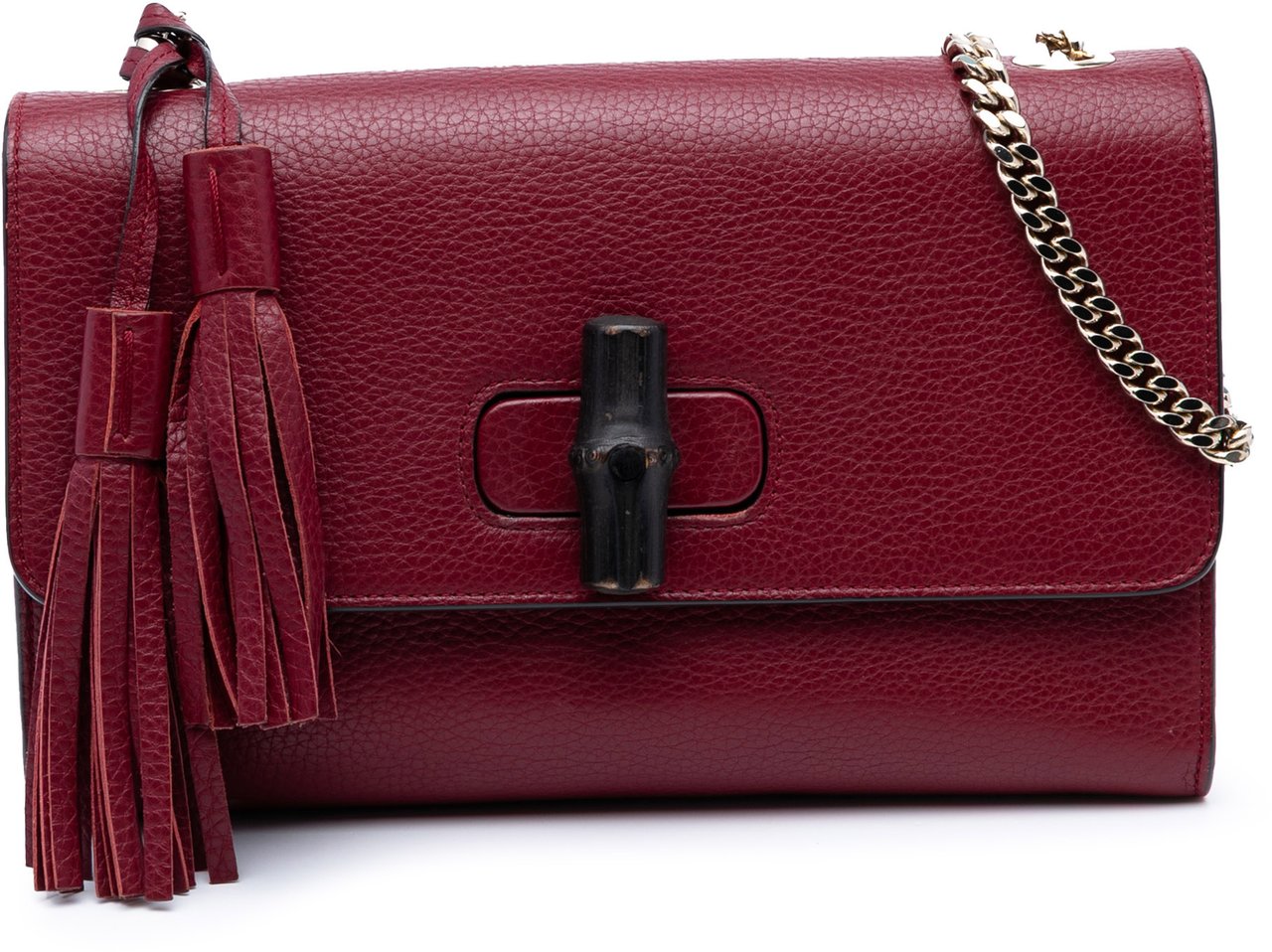 Gucci Medium Leather Miss Bamboo Crossbody Rood