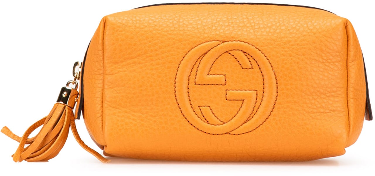 Gucci Leather Soho Cosmetic Pouch Oranje