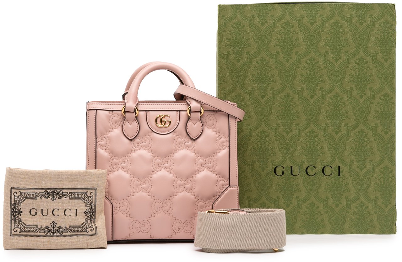 Gucci Mini GG Matelasse Leather Top Handle Bag Roze