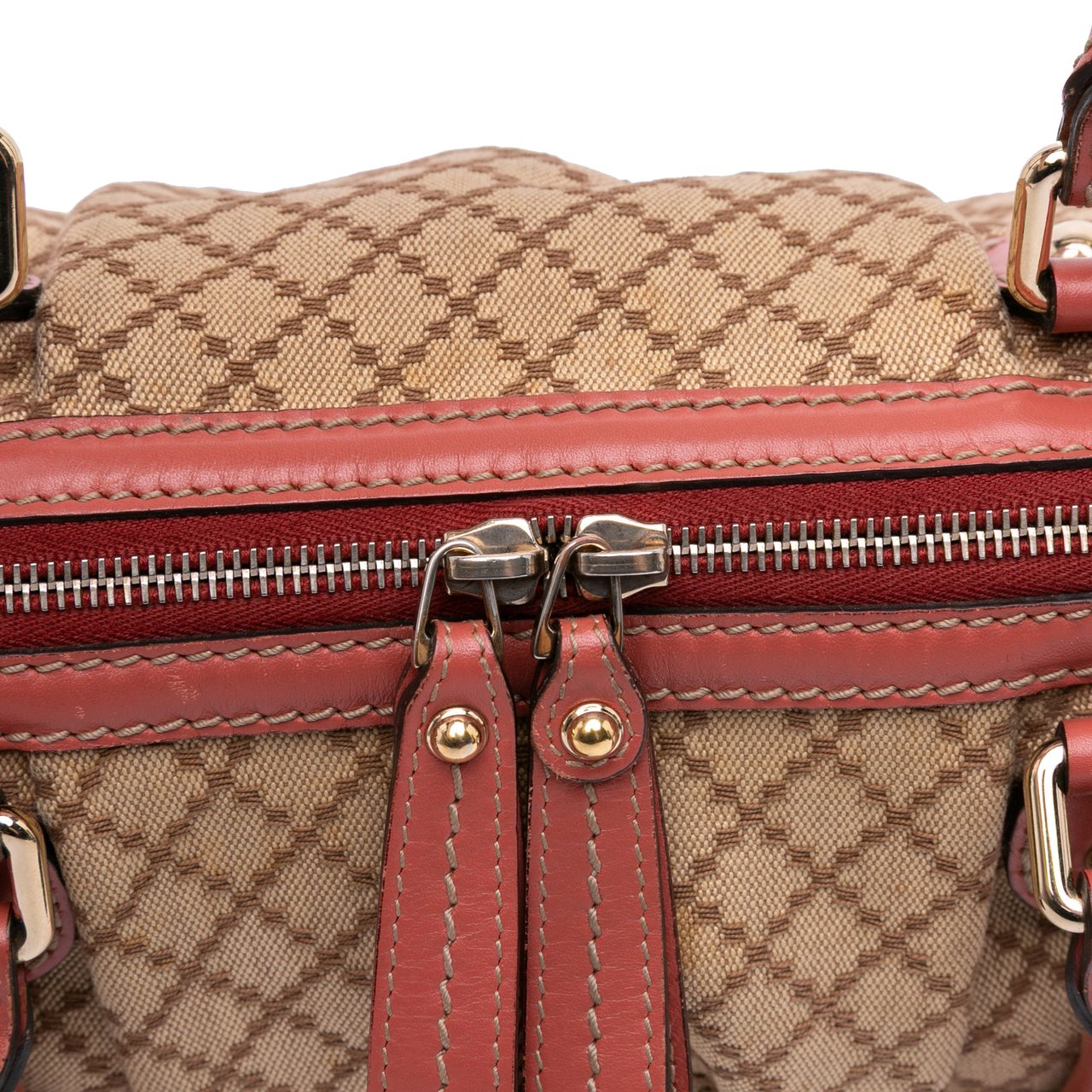 Gucci Diamante Canvas Sukey Satchel Bruin