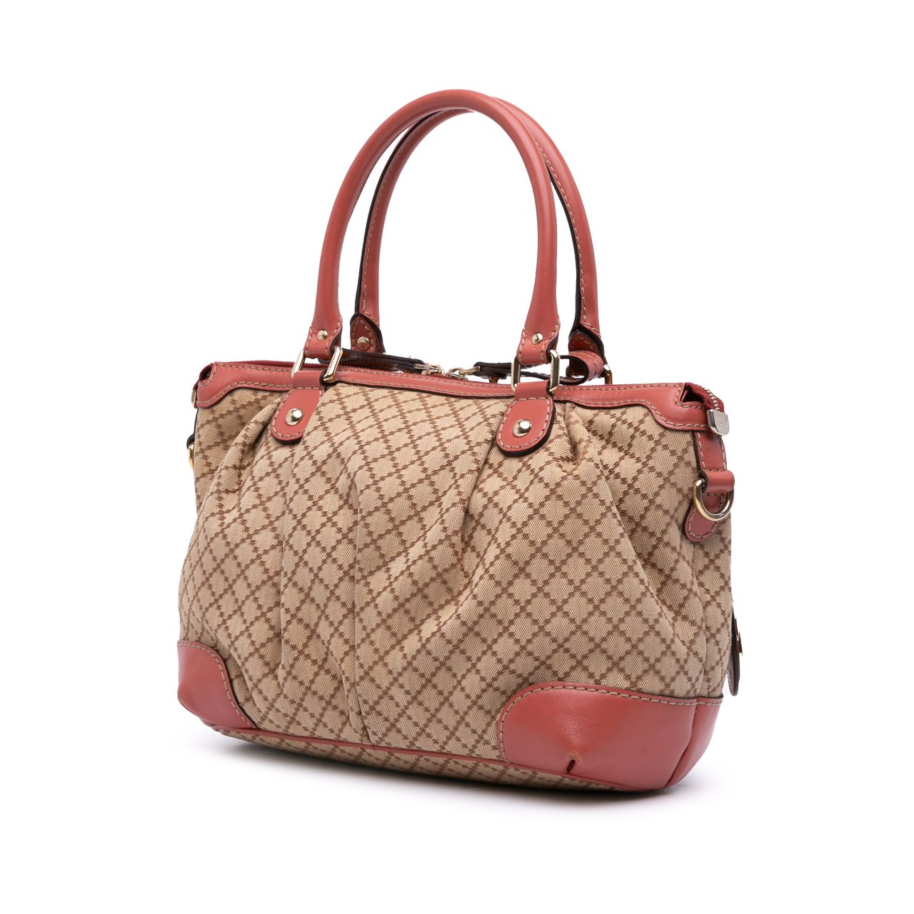 Gucci Diamante Canvas Sukey Satchel Bruin
