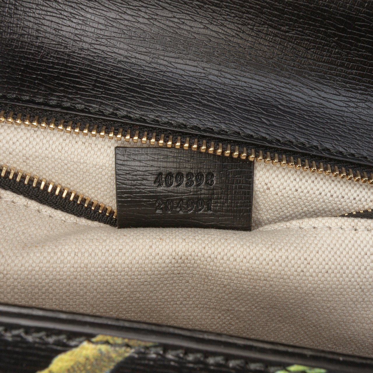 Gucci Printed Calfskin Tropical Bamboo Night Satchel Zwart