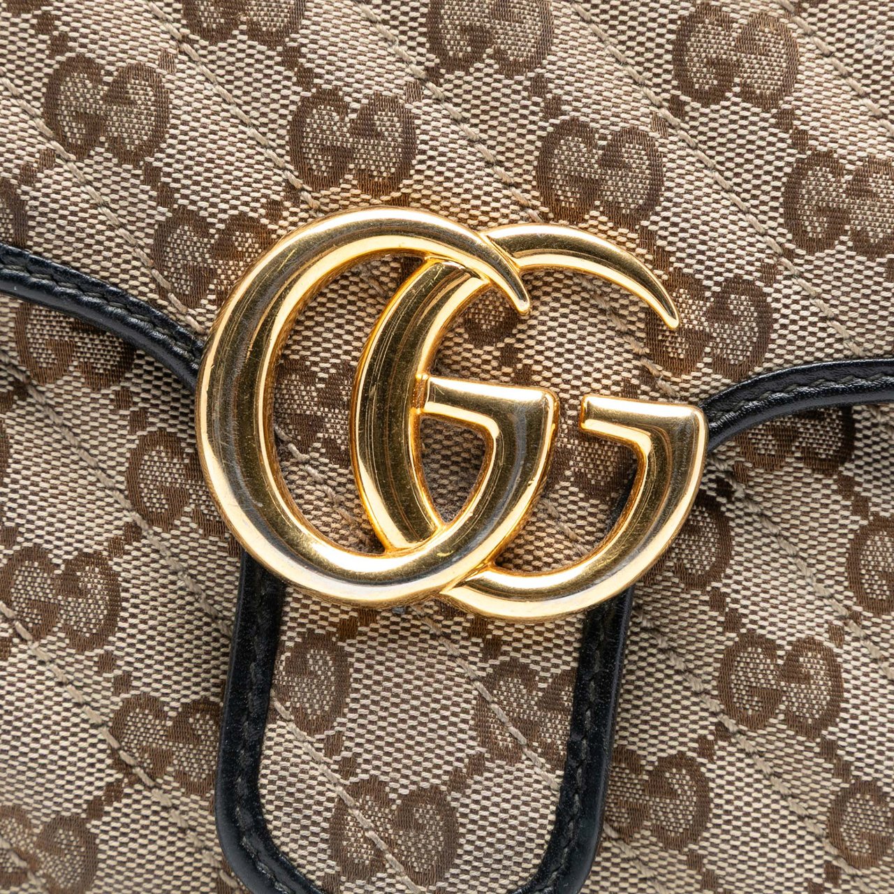 Gucci Medium GG Marmont Matelasse Diagonal GG Canvas Shoulder Bag Bruin