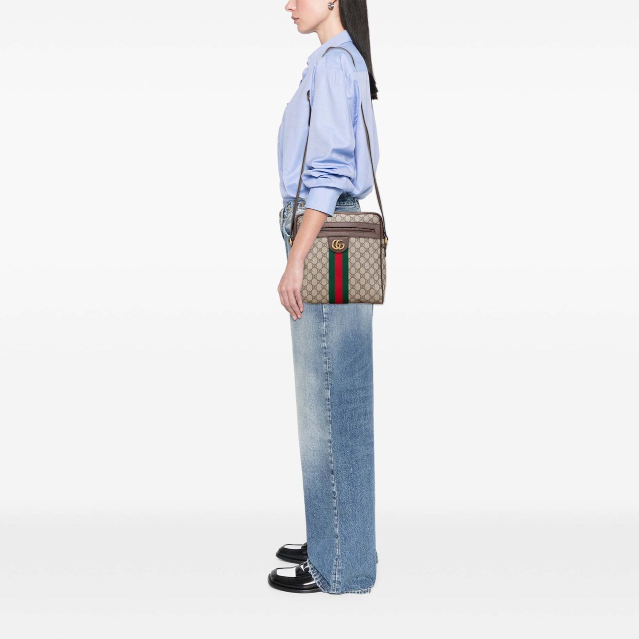 Gucci Medium GG Supreme Ophidia Crossbody Bruin