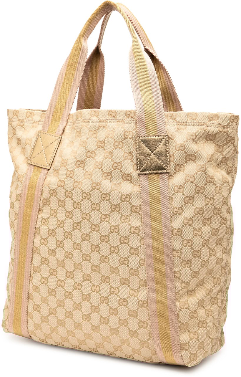 Gucci GG Canvas Web Tote Bruin