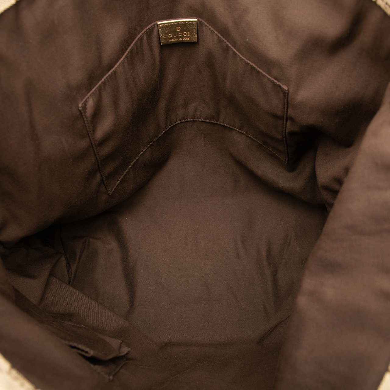 Gucci GG Canvas Web Tote Bruin