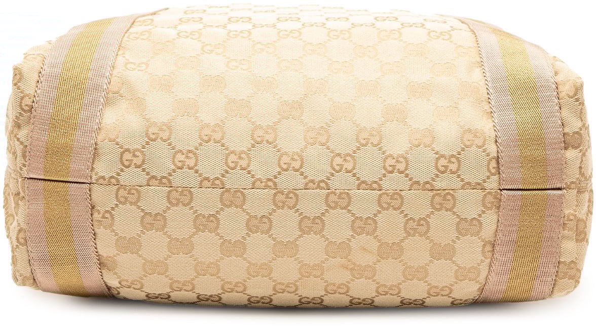 Gucci GG Canvas Web Tote Bruin