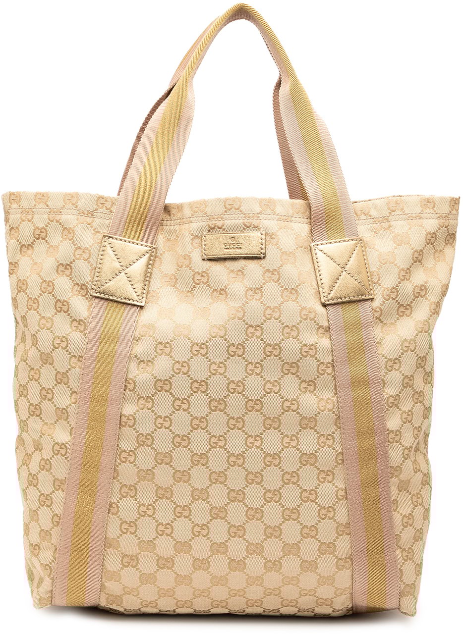 Gucci GG Canvas Web Tote Bruin