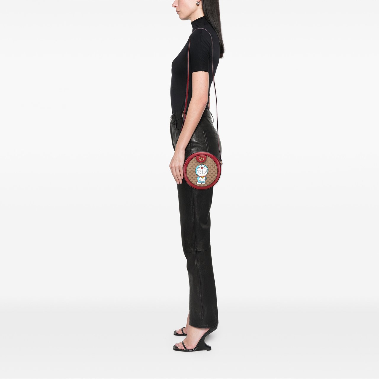 Gucci Micro GG Supreme Doraemon Round Crossbody Bruin