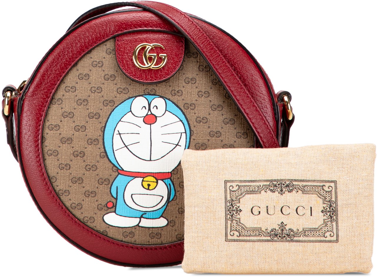 Gucci Micro GG Supreme Doraemon Round Crossbody Bruin