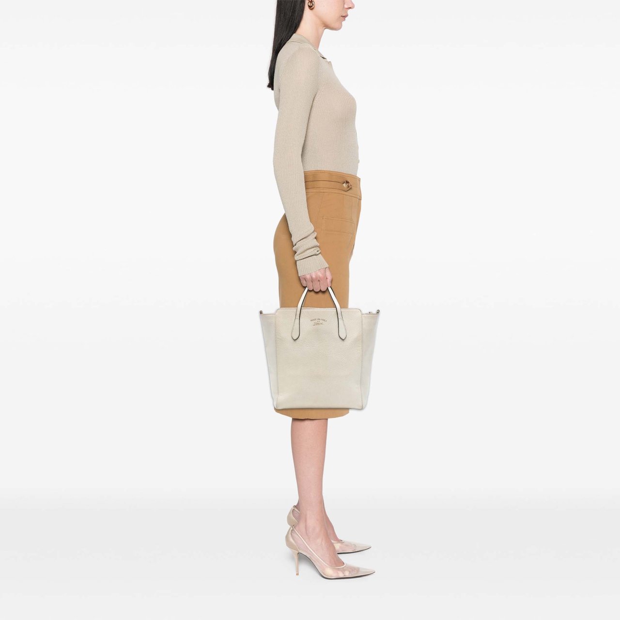 Gucci Leather Swing Convertible Tote Wit