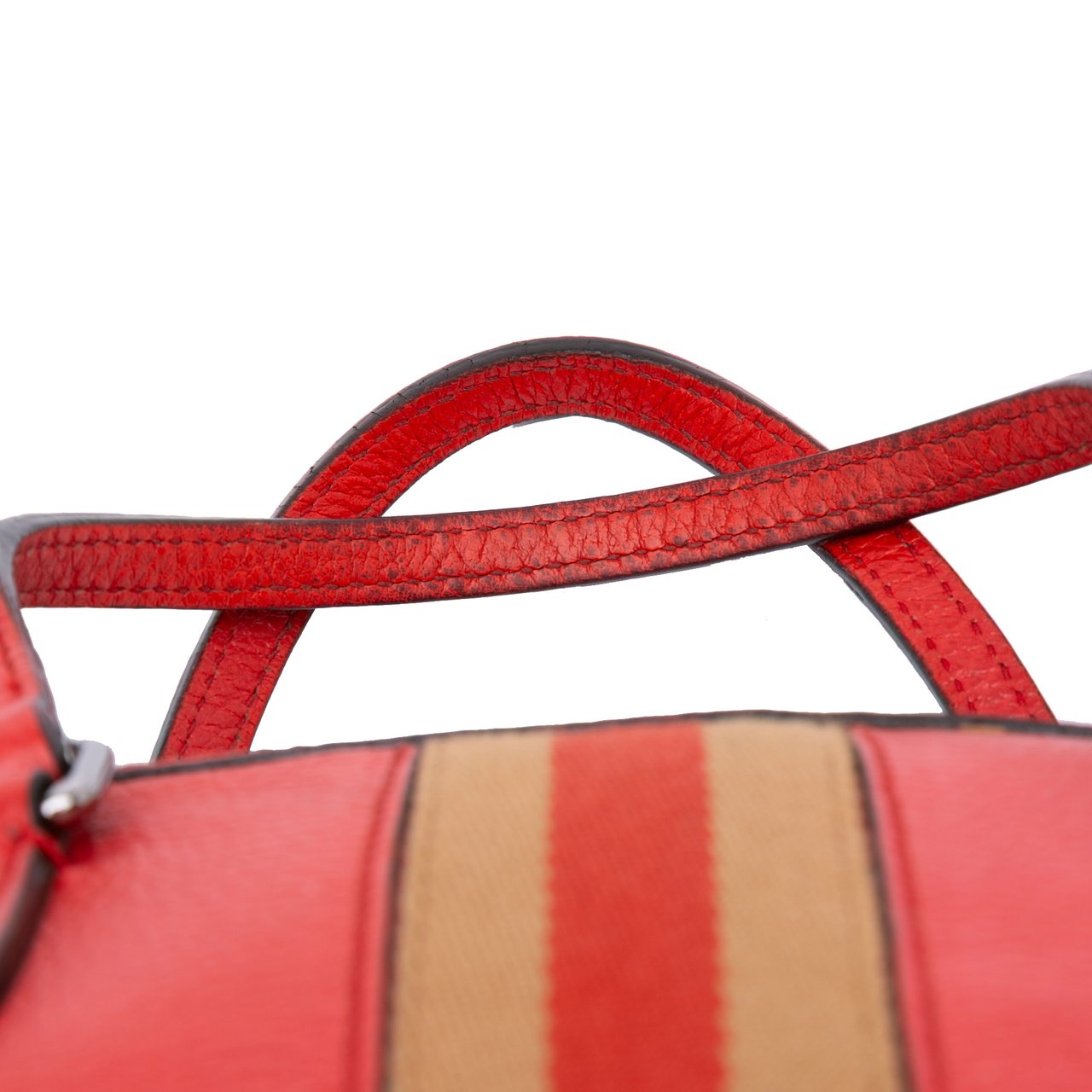 Gucci Mini Leather Web Dome Satchel Rood