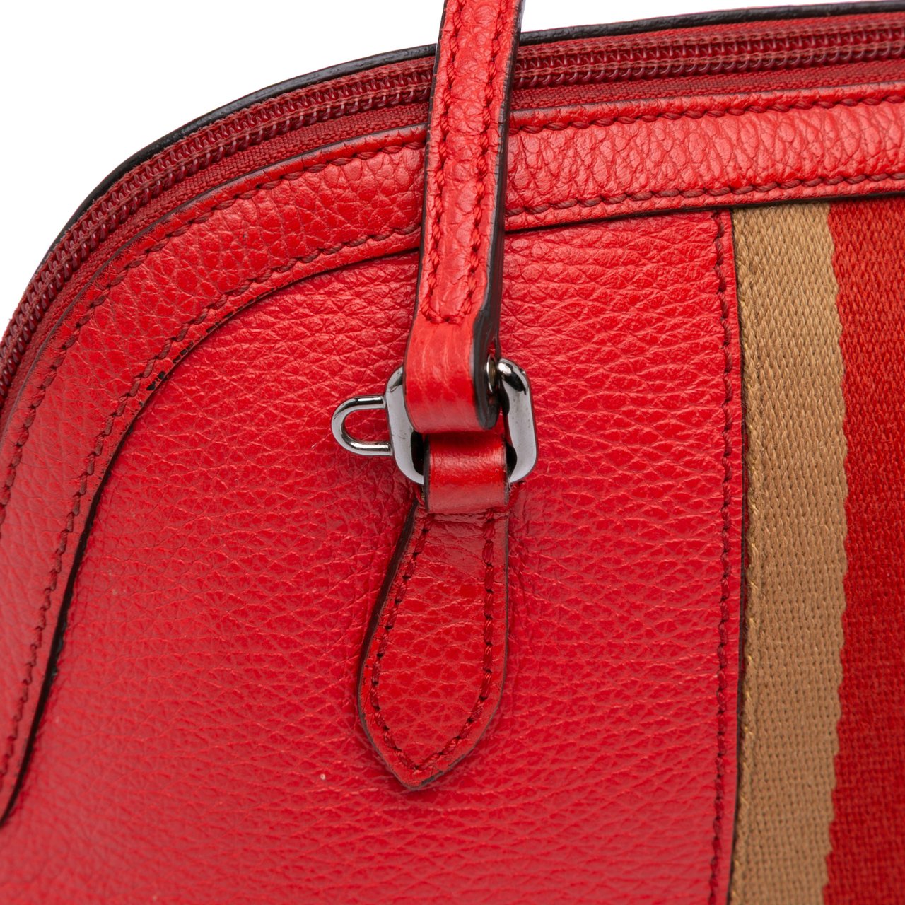 Gucci Mini Leather Web Dome Satchel Rood