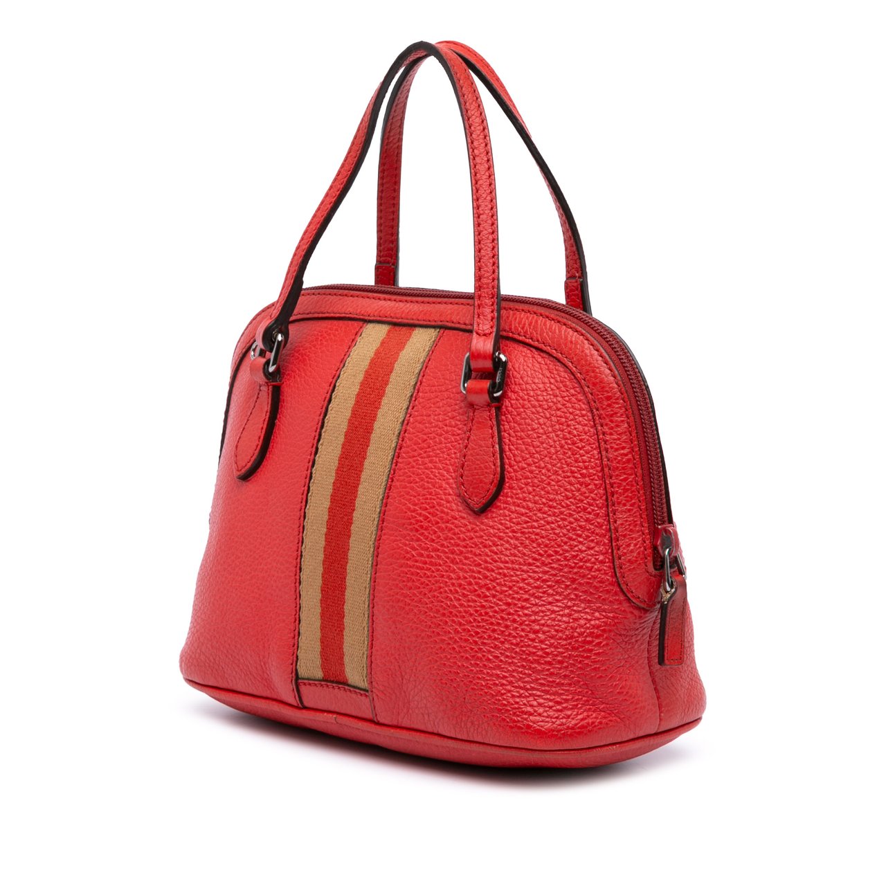 Gucci Mini Leather Web Dome Satchel Rood