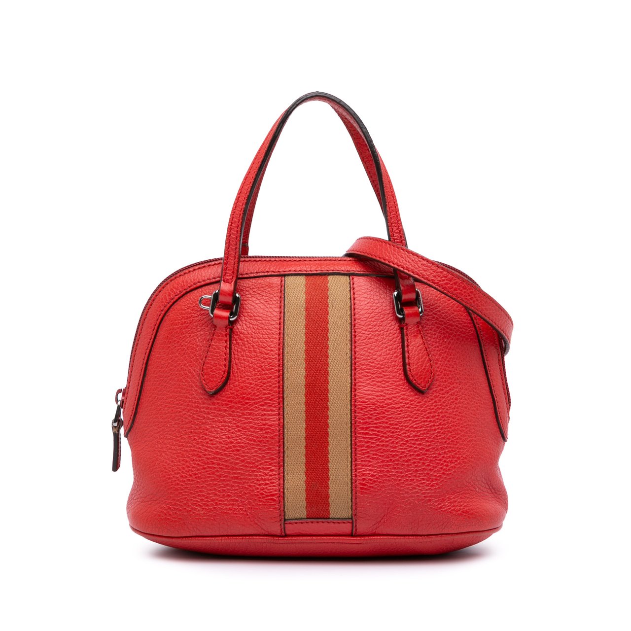 Gucci Mini Leather Web Dome Satchel Rood