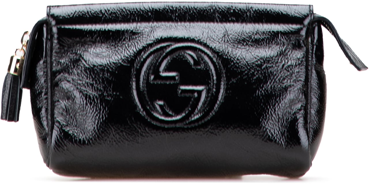 Gucci Soft Patent Soho Clutch Zwart