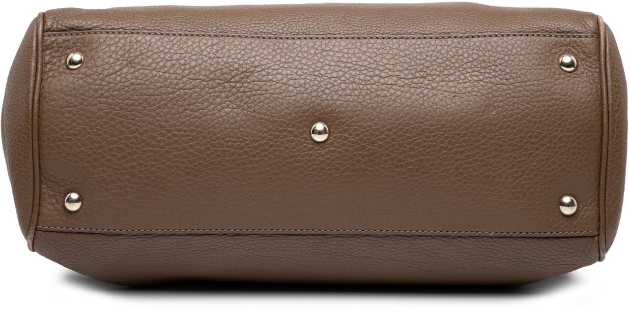 Gucci Medium Calfskin Bamboo Shopper Satchel Bruin