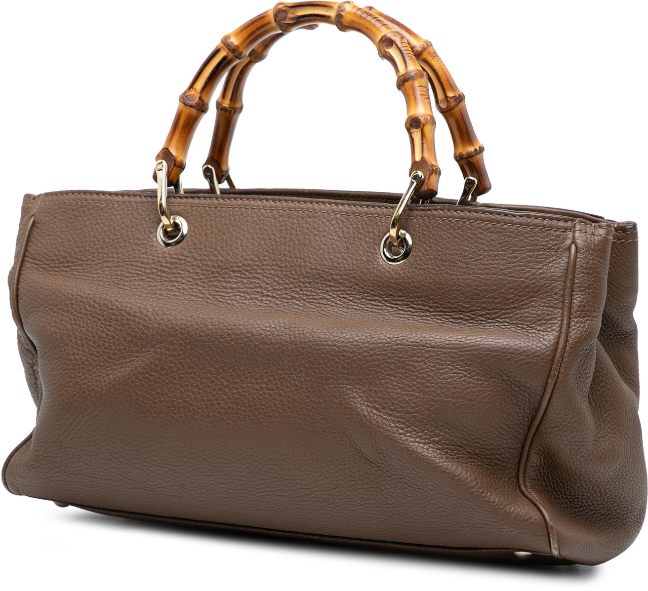 Gucci Medium Calfskin Bamboo Shopper Satchel Bruin