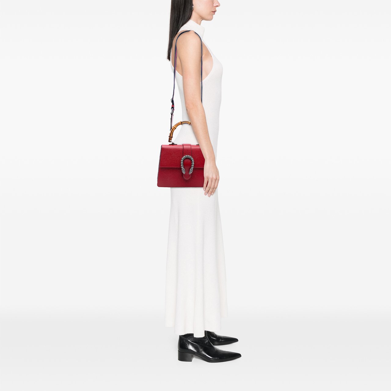 Gucci Medium Bamboo Dionysus Web Satchel Rood
