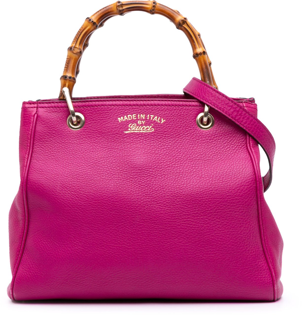 Gucci Small Calfskin Bamboo Shopper Satchel Roze